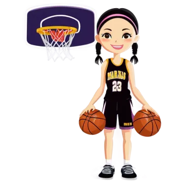 a girl with a basketball ball and a hoop