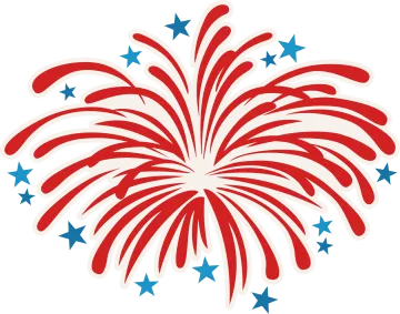 a red, white and blue fireworks with stars