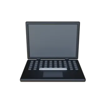 a laptop computer with a blank screen