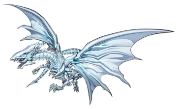 a white dragon with blue wings