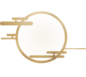 a gold circle frame with a white background
