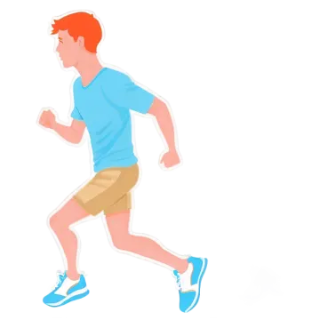 a man running on a white background