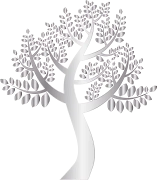 a silver tree on a white background