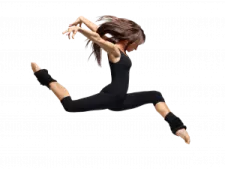 a woman is jumping in the air