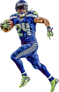 a drawing of a football player holding a ball