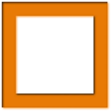 an orange square frame with a white background