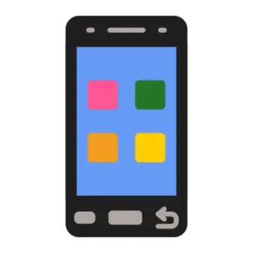 a smartphone with colorful squares on the screen