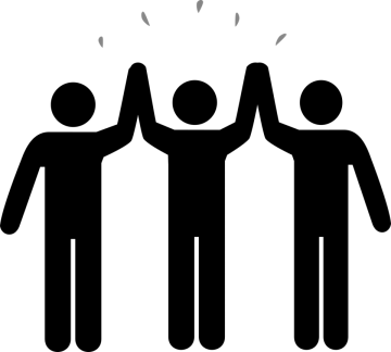three people holding hands in a circle