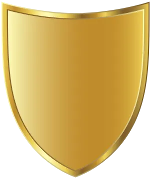 a golden shield on a white background