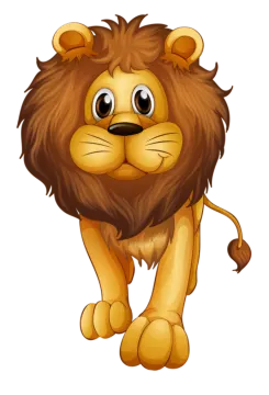 a cartoon lion walking