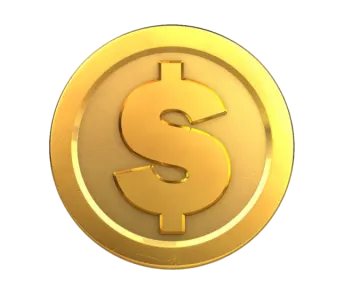 a gold dollar sign on a white background