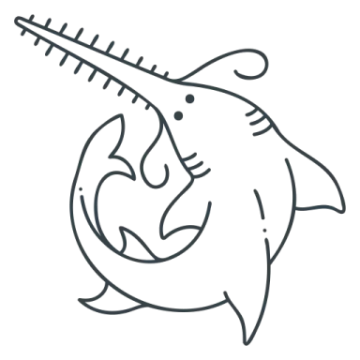 a black and white drawing of a dolphin playing the guitar
