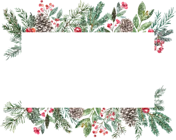 a watercolor christmas border with pine, holly and berries