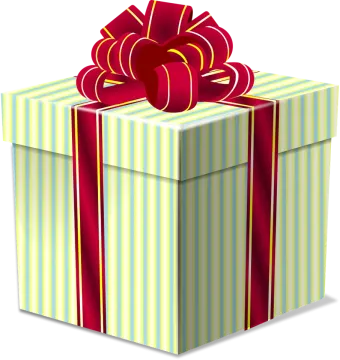 a gift box with a red bow