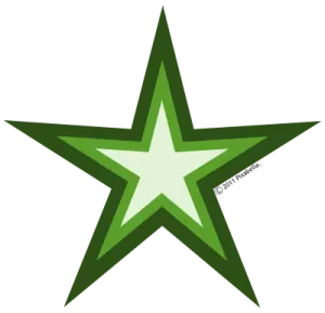 a green star on a white background