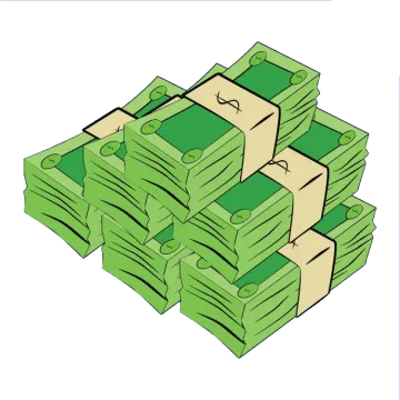 a pile of money on a white background