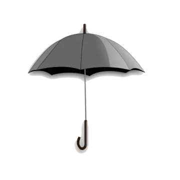 a black umbrella on a white background