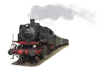a black and red train engine