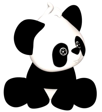 a black and white panda bear sitting on the ground
