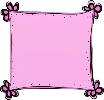 a pink frame with black and white dots