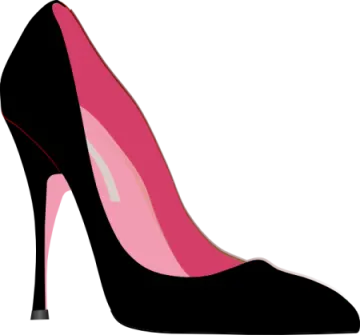 a black and pink high heel shoe
