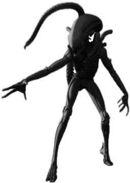 a black and white image of an alien