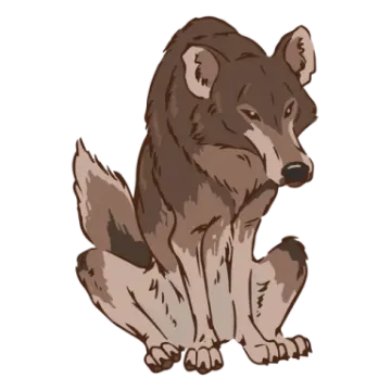 a drawing of a wolf sitting on the ground