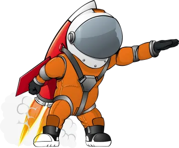 an astronaut with a rocket in his hand