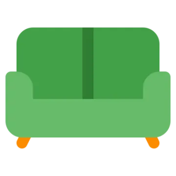 a green couch on a white background