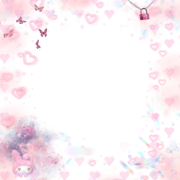 a pink background with hearts and butterflies