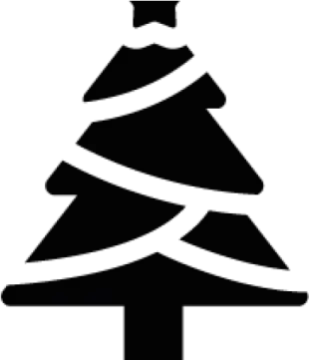 a black and white silhouette of a christmas tree