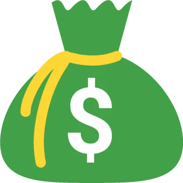 a green bag with a dollar sign on it
