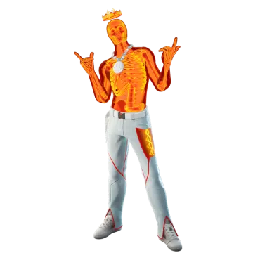a man in an orange and white costume
