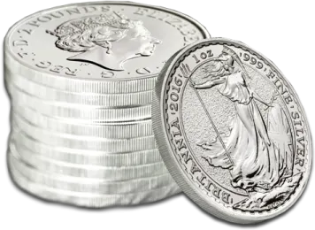 a stack of silver coins