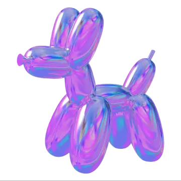 a purple balloon dog on a white background