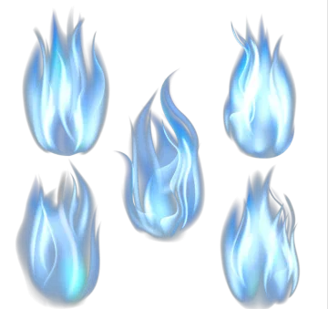 a set of blue flames on a white background