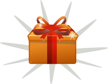 a brown gift box with a red bow