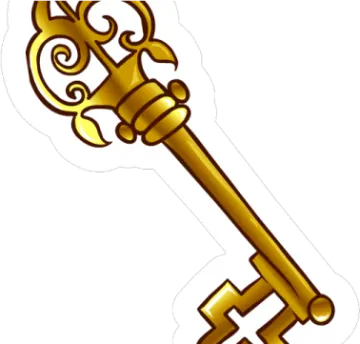 a golden key sticker on a white background