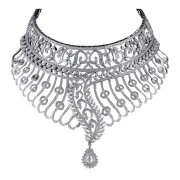a diamond necklace on a white background