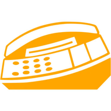 an orange and white phone icon