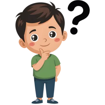 a boy with a question mark