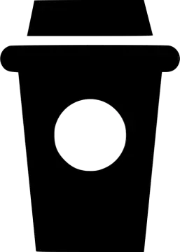 a black and white silhouette of a coffee cup