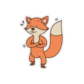 a cartoon fox standing with his arms crossed