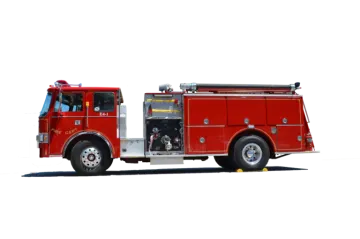 a red fire truck on a white background