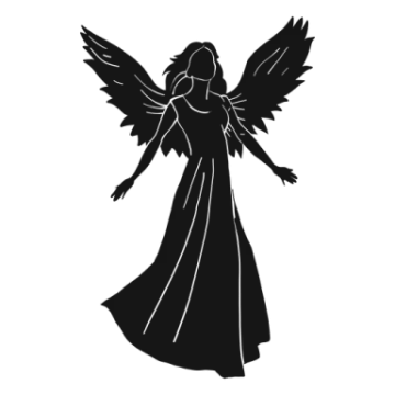 a silhouette of an angel with wings