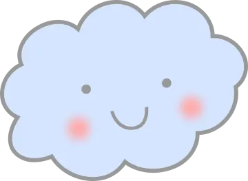 a blue cloud with two smiling faces