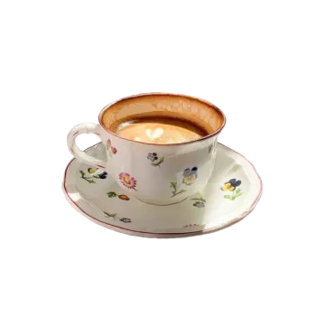 a cup and saucer on a white background