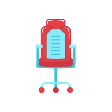 a red office chair on a white background