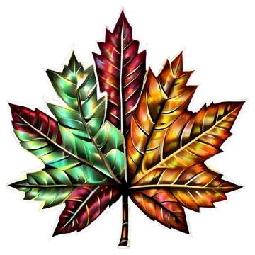a colorful maple leaf on a white background