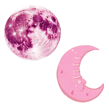 a pink moon and a white background